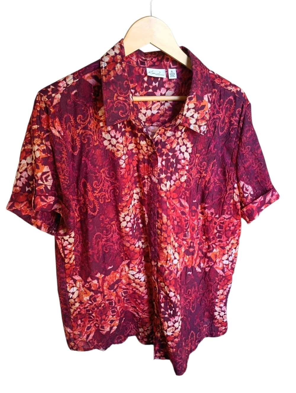 Kim Rogers Button Up Floral Top Size XL